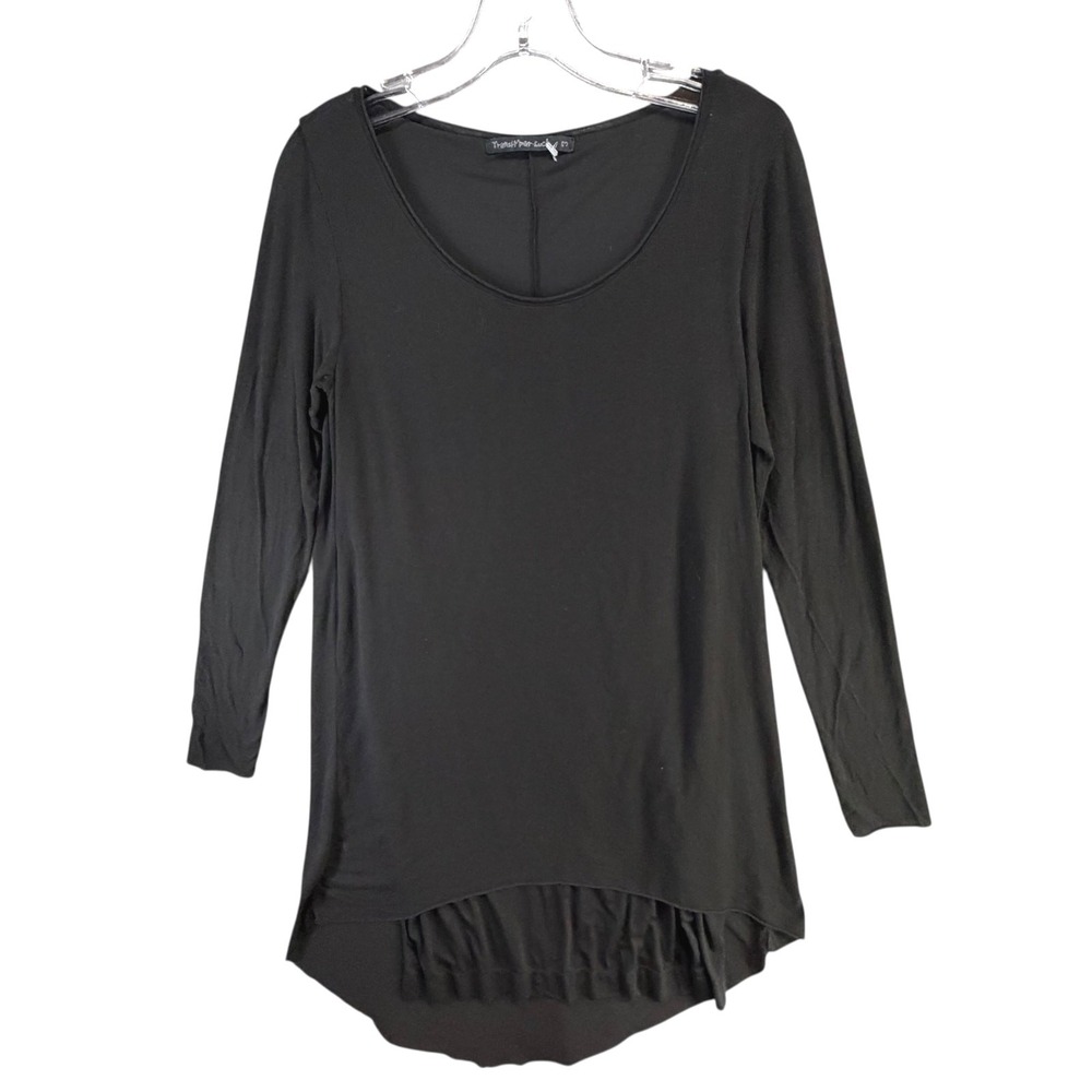 Transit Par Such Layered Shirt Dress M Black Modal Wool Stretch Asymmetric Italy